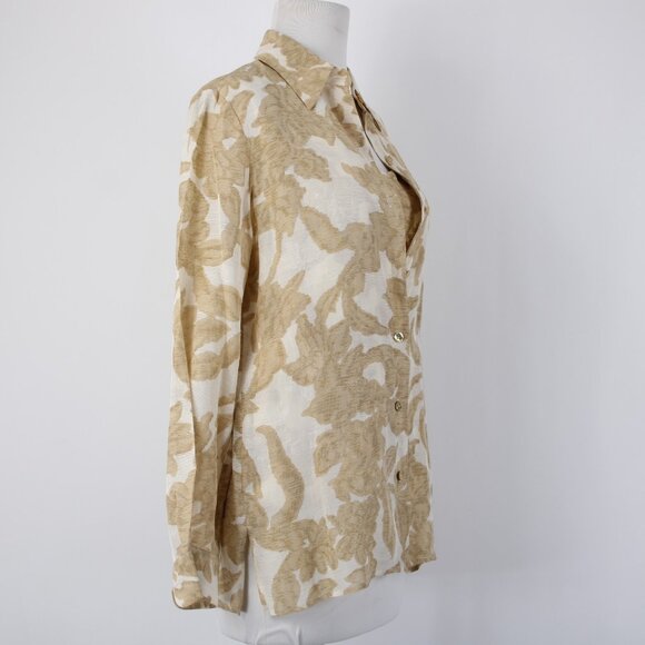 Dana Buchman Top Set Sz 2 Tan White Twin Set Collar Silk Linen Tank And Top Set - Picture 3 of 16